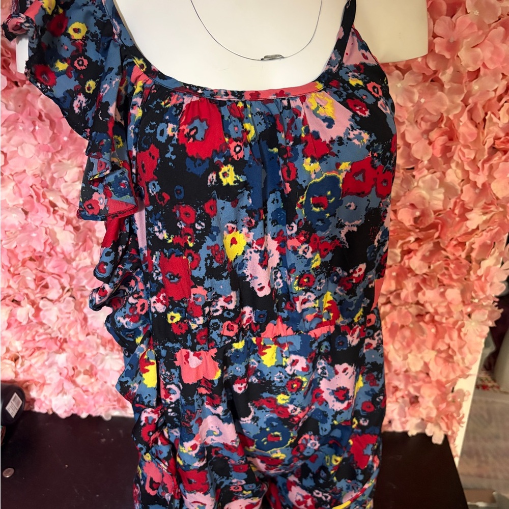 Envy Me Black Floral 1 Sleeve XL Blouse
